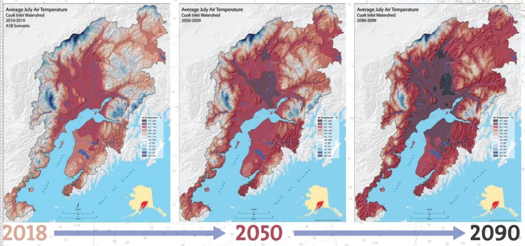 Photo: Range of scenarios from the Intergovernmental Panel on Climate Change, created in cooperation with Scenarios Networks for Alaska + Arctic Planning and The Nature Conservancy in 2010.